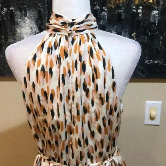 Banana Republic Twist Neck Halter Styling Midi Silk Look Fit and Flare Dress-MP - Picture 8 of 11